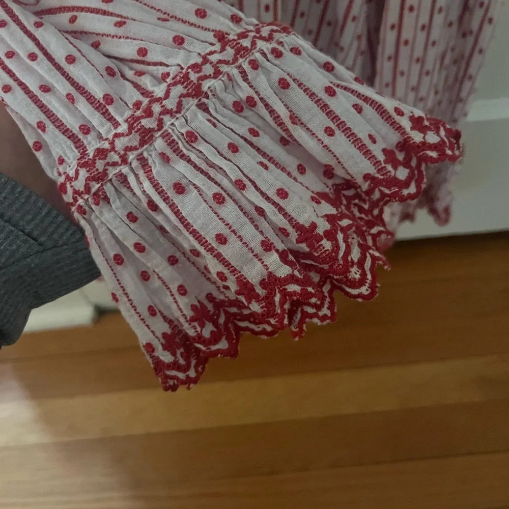 Doen Crimson and Ivory Patterned Embroidered Top - Picture 3 of 3